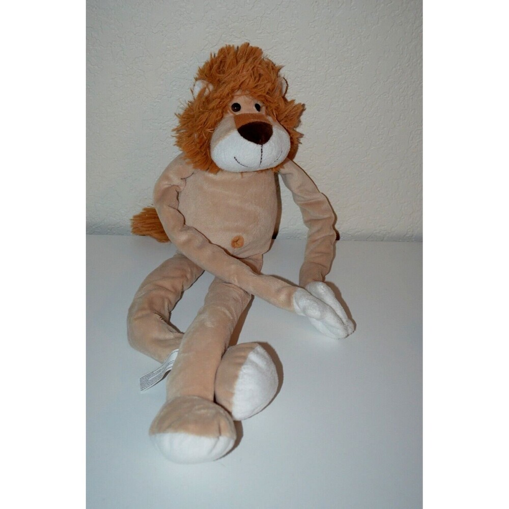 21"  Toys "R" Us Hanging Lion Tan Plush Long Arms Legs Belly Button 2011